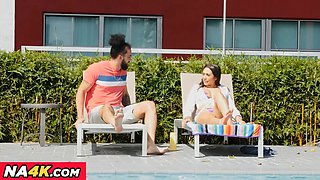 Big Tit Latina takes bbc from neighbor after a pool day