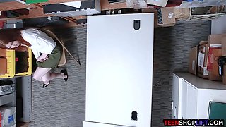 Innocent red haired teen thief gets busted stealing lingerie
