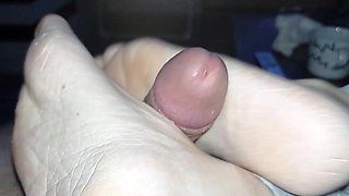 Footjob and Cum on Panty Pussy
