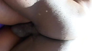 This black babe got her tight ass fucked at pool