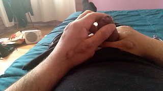 super gay guy runs his penis over his foreskin