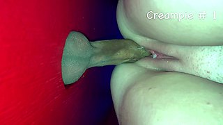Amateur glory hole bj slut facialized in close up