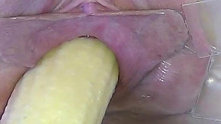 Wide Open Cocked Pussy Mechanically Fucked From Very Close 1