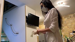 Sexy Nurse In Gloves Gave Herself A Good Fuck