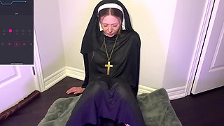 MILF nun is getting her pussy maturbated by a vibrator on cam