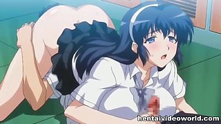 Huge anime cumshot for big titted school girl