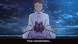 ''Total Concentration Breathing'' A Night of Passion on the Rooftop - Exclusive Hentai Parody, ENG Sub