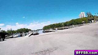 Gorgeous bikini babes got wild on a boat fuck