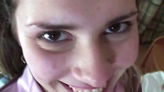 Young woman is penetrated deeply in bed