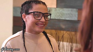 Girlsway innocent nerd tempted by the well-liked chicks from school