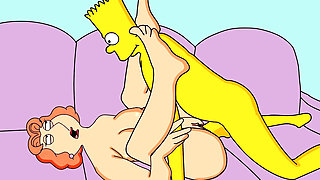 Family Guy Parody The Simpsons Parody 18+ crossover - Bart finally nails his dream milf lois Griffin