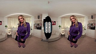 Amy Green Purple Bloused Secretary With Purple Glossy Legwear Tease - 8k Vr