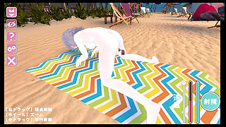 Pale Big Breasted woman LOVES to have sex in the Beach - Hentai Eroge Game
