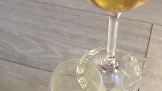 Incredibly Beautiful Slow Motion Shot of MILF Peeing Into Glasses for Your Party
