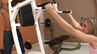 White Blonde In Gym Works Out On A Bbc @ Black Assassins