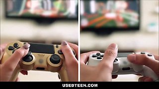 UsedTeen - Freeuse Big Tits Blonde Teen Step Sister Is Used By Step Brother During Video Games And Pizza - Kay Lovely, Lilith Moaningstar, Nade Nasty