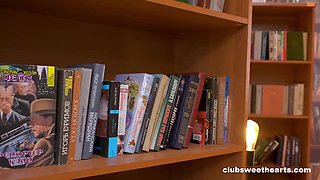 Depraved lesbians enjoy pussy licking orgy in the library