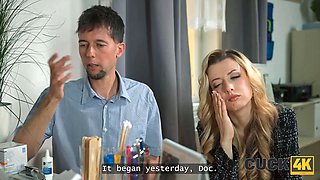 Cuck4k. horny medic massaged her labia... in front of hubby