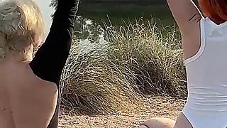 Outdoor Yoga Lesson: MILF Teacher and Her Young Student