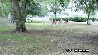 Stunning soccer chicks bouncing on fat dicks
