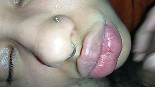 NAUGHTY GIRL IS HAPPY TO RECEIVE A LOT OF CUM IN HER BEAUTIFUL LITTLE MOUTH