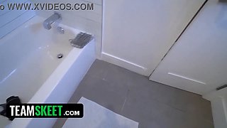 Tiny Teen stepcousin secretly joins in as stepbrother eats teenie stepsisters vagina point of view