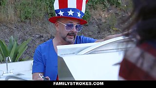 Stepparent teaches manager' crony's daughter-in-law lesally' boss stepfamily fourth of july