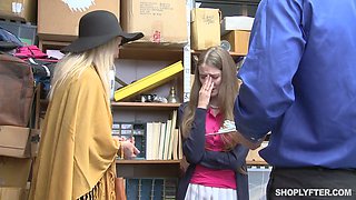 Kinky cop punishes mommy Samantha Hayes and her step daughter in the back room