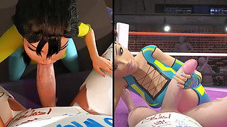 3DGSPOT - Hot Girls Deepthroat A Big Cock In SPLIT-SCREEN COMP! 3D CARTOON PORN!