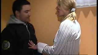 Sexy Young Student Blonde in Stockings Gets Hard Double Teamed