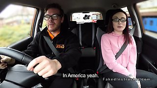 Nice ass redhead rides fake instructor in car