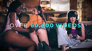 LEZ BE BAD - Petite Latina Dominates Submissive Tattooed Babe With Big STRAP-ON Then Swap Roles