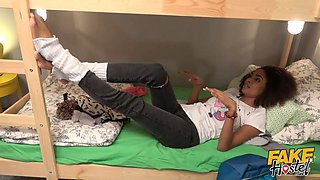 Fake hostel - a gloryhole shows up before squirting orgasms in crazy three way!!!
