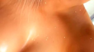 Glamour babe with big boobs masturbates in lingerie