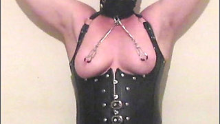 Tied to Wall and Fucked by Fuck Machine with Added Facefuck Scene