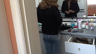 Stepson Records Me While I Dress and Show off in Lingerie, He Wants to Fuck Me