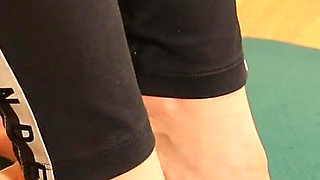 Sheer Nylon Feet in Classic Wooden Mules
