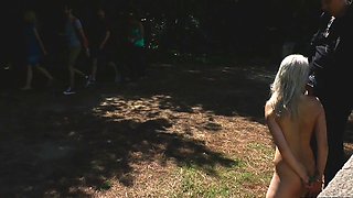 Stunning petite babe cocksucking public