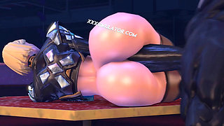 Monster Cock Fills Emma Frost's Holes at the Bakery