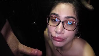 Hot sluts Raven Vice, Lucy Sunflower, and Daisie Belle sucking through gloryhole