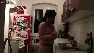 Son Seduce German Stepmom to Fuck in kitchen When Dad away