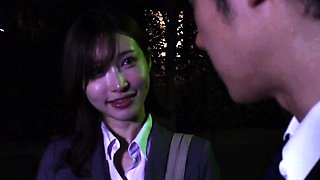 Small titted cute asian girl sucking cock after fingering