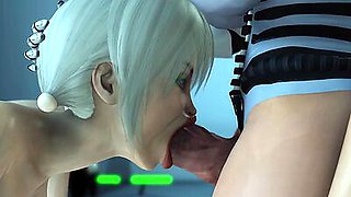 Cyber angel dickgirl fucks a sexy blonde in the space station