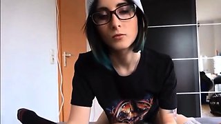 Smoking during a blowjob with a German emo teen