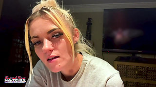 Skinny Blonde Cutie Sassy Sucks A Cock Before She Gets Her Pussy Pounded!