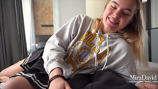 Cute Student Rides Dick and Gets Creampie in Tight Pussy