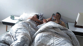 This stepmom is a hot ass milf who likes to share the bed always with her handsome stepson.