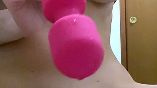 Blonde tight pussy babe solo toy fun in glamour masturbation