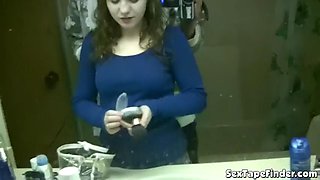 Hot teen stripping off in POV