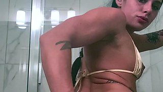 Amateur super sexy teen busty brunette in action